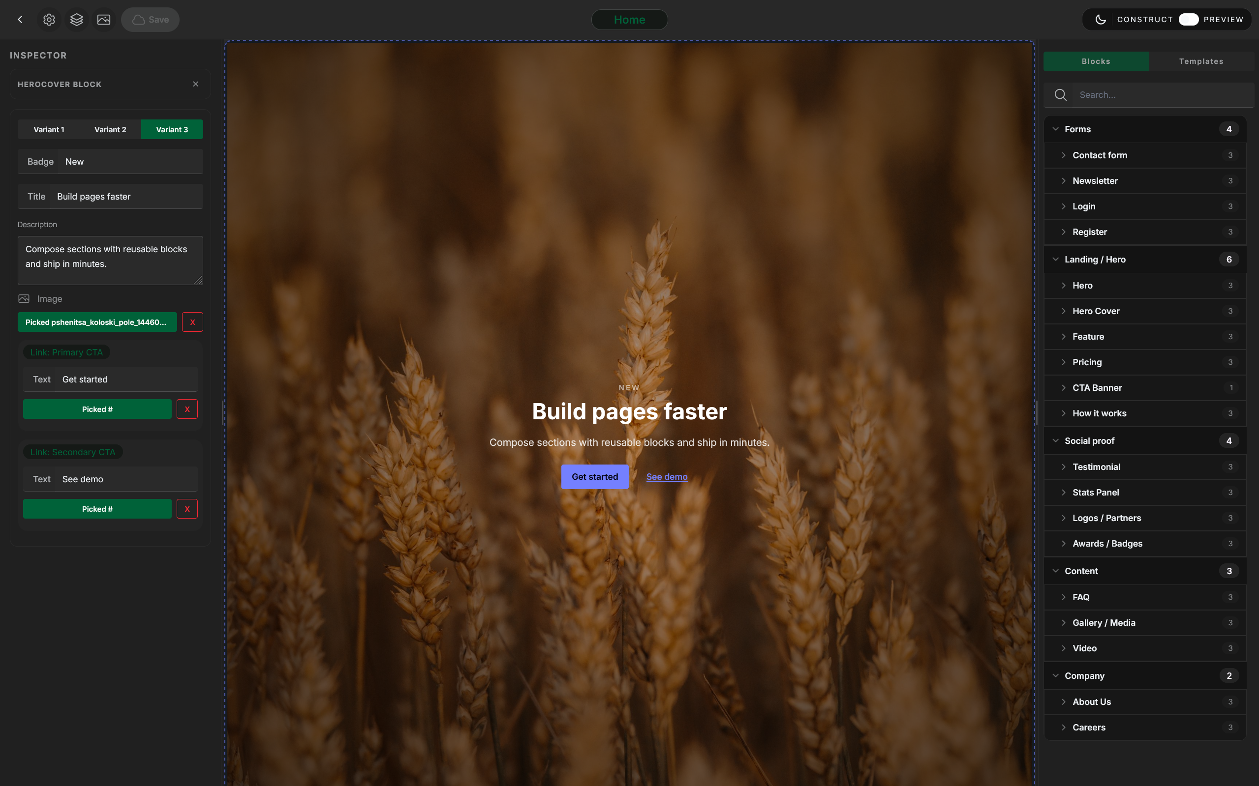 Page editor preview